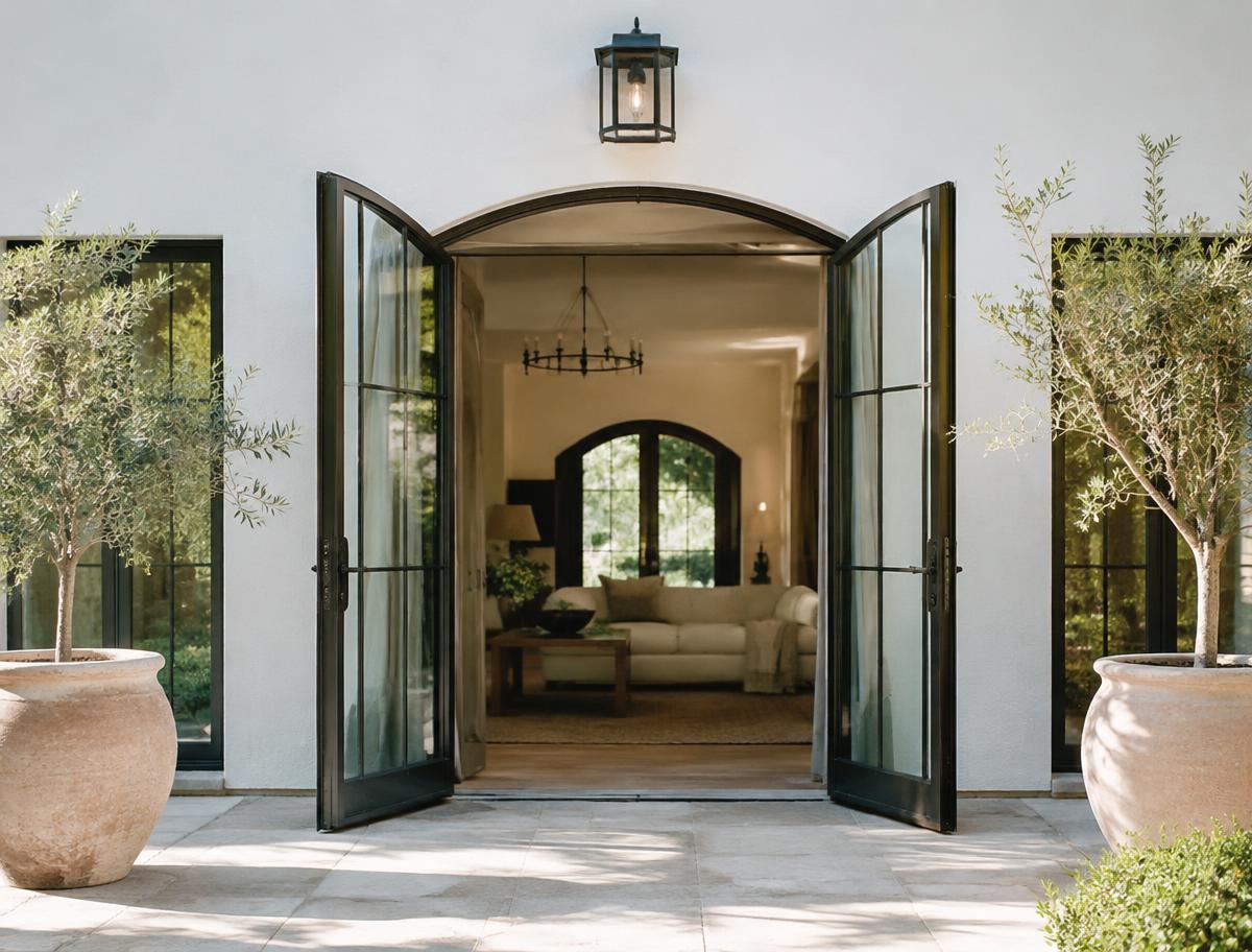 Illustrative photo of open French doors leading to a patio